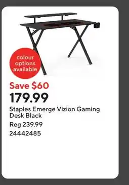 Staples Staples Emerge Vizion Gaming Desk Black offer