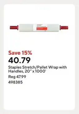 Staples Staples Stretch/Pallet Wrap with Handles, 20 x 1000' offer