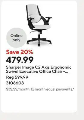 Staples Sharper Image C2 Axis Ergonomic Swivel Executive Office Chair - White/Black offer