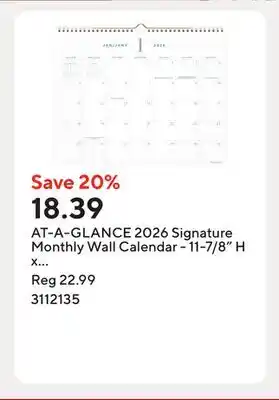 Staples AT-A-GLANCE 2026 Signature Monthly Wall Calendar - 11-7/8 H x 14-7/8 W - Bilingual offer
