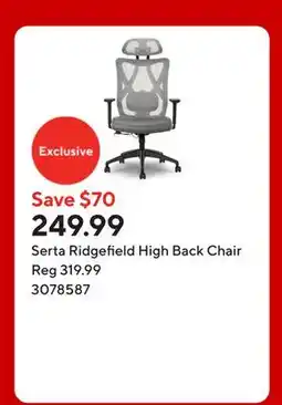 Staples Serta Ridgefield High Back Chair offer