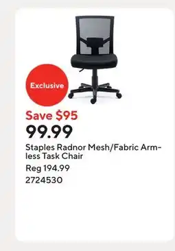 Staples Staples Radnor Mesh/Fabric Armless Task Chair offer