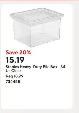 Staples Staples Heavy-Duty File Box - 34 L - Clear offer