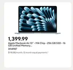 Staples Apple Macbook Air 13 - M4 Chip - 256 GB SSD - 16 GB Unified Memory - Sky Blue - English offer