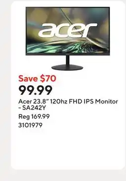 Staples Acer 23.8 120hz FHD IPS Monitor - SA242Y offer