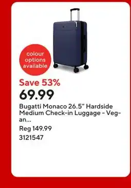 Staples Bugatti Monaco 26.5 Hardside Medium Check-in Luggage - Vegan Leather Trim - Navy offer