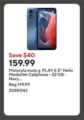 Staples Motorola moto g PLAY 6.5 Helio MediaTek Cellphone - 32 GB - Navy Blue - Unlocked offer