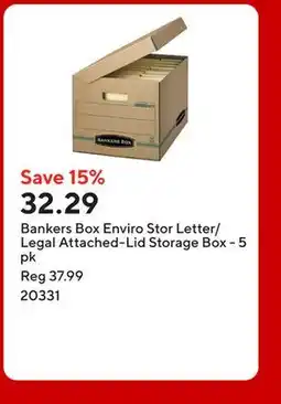 Staples Bankers Box Enviro Stor Letter/Legal Attached-Lid Storage Box - 5 pk offer