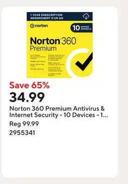 Staples Norton 360 Premium Antivirus & Internet Security - 10 Devices - 1 Year Subscription offer