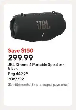 Staples JBL Xtreme 4 Portable Speaker - Black offer