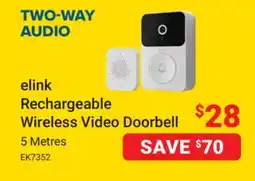 Visions Electronics elink Rechargeable Wireless Video Doorbell offer