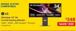 Visions Electronics LG 34 UltraGear 34 VA Curved Gaming Monitor offer