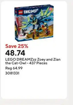Staples LEGO DREAMZzz Zoey and Zian the Cat-Owl - 437 Pieces offer