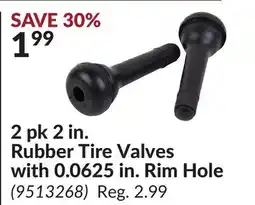 Princess Auto 2 pk 2 in. Rubber Tire Valves with 0.0625 in. Rim Hole offer
