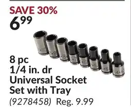 Princess Auto 8 pc 1/4 in. dr Universal Socket Set with Tray offer