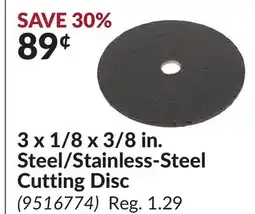 Princess Auto 3 x 1/8 x 3/8 in. Steel/Stainless-Steel Cutting Disc offer