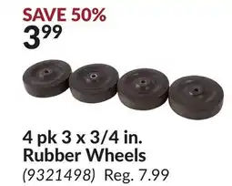 Princess Auto 4 pk 3 x 3/4 in. Rubber Wheels offer
