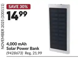 Princess Auto 4,000 mAh Solar Power Bank offer