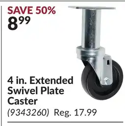 Princess Auto 4 in. Extended Swivel Plate Caster offer