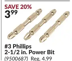 Princess Auto 3 Phillips 2-1/2 in. Power Bit offer