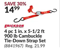 Princess Auto 4 pc 1 in. x 5-1/2 ft 900 lb Cambuckle Tie-Down Strap Set offer