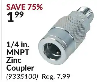 Princess Auto 1/4 in. MNPT Zinc Coupler offer
