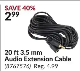 Princess Auto 20 ft 3.5 mm Audio Extension Cable offer