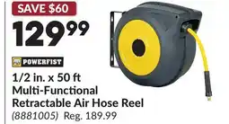 Princess Auto 1/2 in. x 50 ft Multi-Functional Retractable Air Hose Reel offer