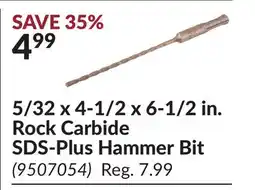 Princess Auto 5/32 x 4-1/2 x 6-1/2 in. Rock Carbide SDS-Plus Hammer Bit offer