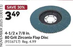 Princess Auto 4-1/2 x 7/8 in. 80 Grit Zirconia Flap Disc offer