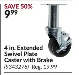 Princess Auto 4 in. Extended Swivel Plate Caster with Brake offer