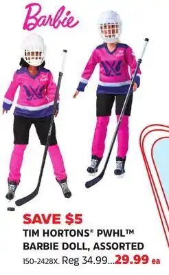 Canadian Tire Barbie TIM HORTONS PWHL BARBIE DOLL offer