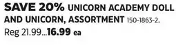 Canadian Tire UNICORN ACADEMY DOLL AND UNICORN, ASSORTMENT offer