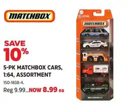 Canadian Tire 5-PK MATCHBOX CARS, 1:64, ASSORTMENT offer