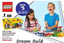 Canadian Tire LEGO CLASSIC CREATIVE BRICK BOX, MEDIUM OR LARGE offer