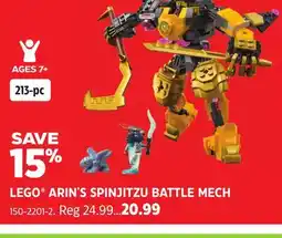 Canadian Tire LEGO ARIN'S SPINJITZU BATTLE MECH offer