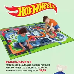 Canadian Tire hot wheels AVEC VOITURE/5´ X 31⁄2´ LICENSED FLOOR MAT WITH CAR offer