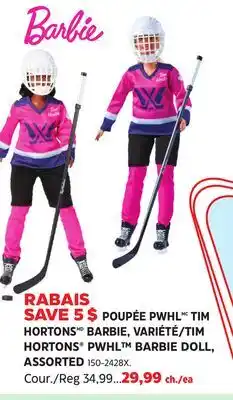 Canadian Tire Barbie TIM HORTONS PWHL BARBIE DOLL, ASSORTED offer