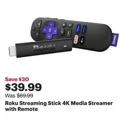 Best Buy Roku Streaming Stick 4K Media Streamer with Remote offer