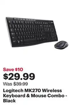 Best Buy Logitech MK270 Wireless Keyboard & Mouse Combo - Black offer