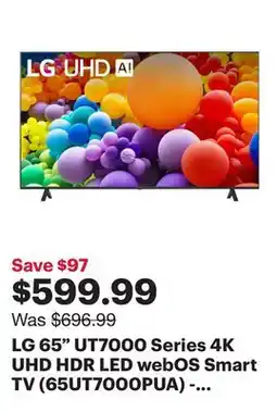 Best Buy LG 65 UT7000 Series 4K UHD HDR LED webOS Smart TV (65UT7000PUA) - 2024 offer