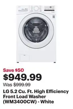 Best Buy LG 5.2 Cu. Ft. High Efficiency Front Load Washer (WM3400CW) - White offer