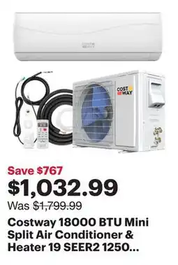 Best Buy Costway 18000 BTU Mini Split Air Conditioner & Heater 19 SEER2 1250 Sq. Ft Coverage offer
