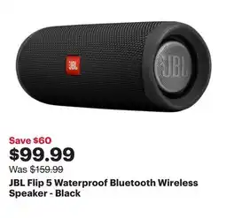 Best Buy JBL Flip 5 Waterproof Bluetooth Wireless Speaker - Black offer