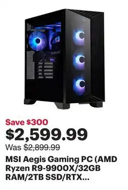 Best Buy MSI Aegis Gaming PC (AMD Ryzen R9-9900X/32GB RAM/2TB SSD/RTX 5070/Windows 11) offer