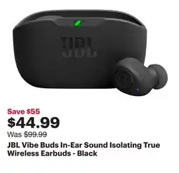 Best Buy JBL Vibe Buds In-Ear Sound Isolating True Wireless Earbuds - Black offer