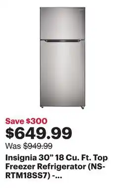 Best Buy Insignia 30 18 Cu. Ft. Top Freezer Refrigerator (NS-RTM18SS7) - Stainless Steel - Only at Best Buy offer