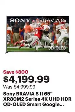 Best Buy Sony BRAVIA 8 II 65 XR80M2 Series 4K UHD HDR QD-OLED Smart Google TV (K65XR80M2) - 2025 offer