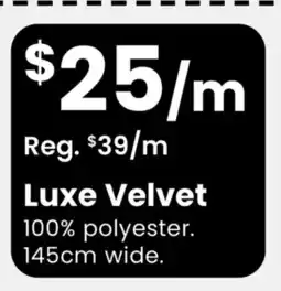 Fabricland Luxe Velvet offer