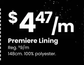 Fabricland Premiere Lining offer